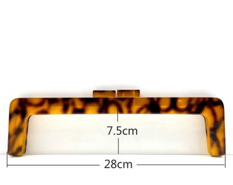 11 inch 28cm rectangle screw in  Acrylic resin bag purse frame Tortoise