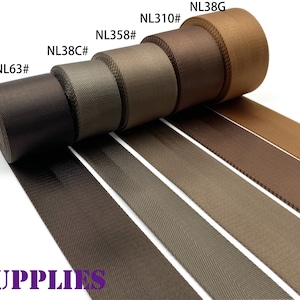 Tariff Free !5 yards of 2 inch 50mm Brown coffee heavy weight Nylon webbing ribbon for belt bag purse strap key fob sold by the yard