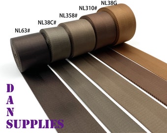 5 yards of 2 inch 50mm Brown coffee heavy weight Nylon webbing ribbon for belt bag purse strap key fob sold by the yard