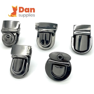 Gunmetal Bag purse Press Tongue thumb Lock