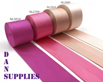 5 yards of 2 inch 50mm Pink  heavy weight Nylon webbing ribbon for belt bag purse strap key fob sold by the yard