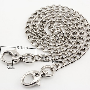 60cm (6mmx9mm)  purse chain for bag wallet purse handbags clutch Chain strap with clip replacement hardware Nickel Anti bronze