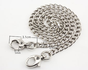 60cm (6mmx9mm)  purse chain for bag wallet purse handbags clutch Chain strap with clip replacement hardware Nickel Anti bronze