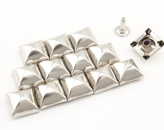 24 sets of Iron 12mm High cup Decorative pyramid head studs rivets for punk  leather purse bag Clothing Shoes   Gold ,Nickel