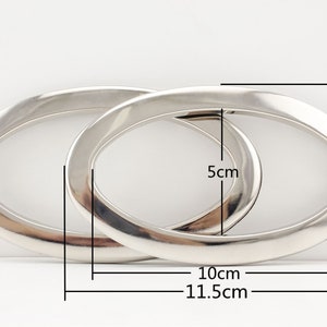 A Pair  of 10cm 4 inch  inch Metal Oval oblong Cut Out Grommet Purse Handle for Bag  Purse clutch totes Making Nickel