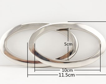 A Pair  of 10cm 4 inch  inch Metal Oval oblong Cut Out Grommet Purse Handle for Bag  Purse clutch totes Making Nickel