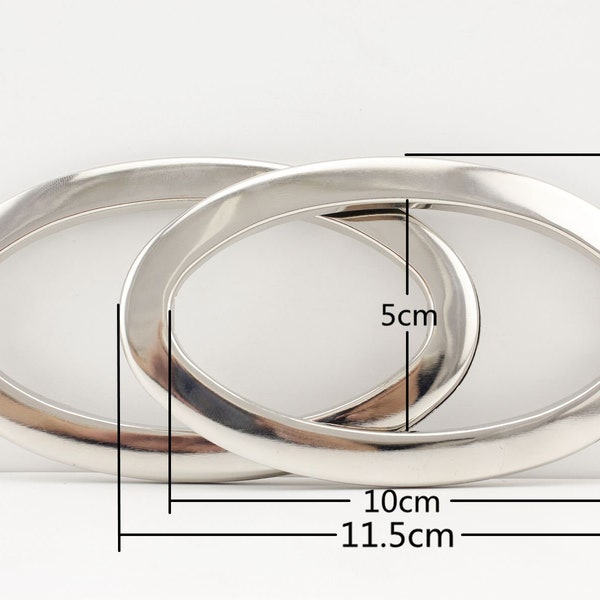 A Pair  of 10cm 4 inch  inch Metal Oval oblong Cut Out Grommet Purse Handle for Bag  Purse clutch totes Making Nickel