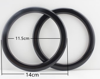 Pair of 4 1/2 inch 11.5cm resin circle round ring bag purse clutch tote handles Black