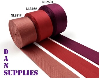 5 yards of 1 1/4 inch 32mm Red heavy weight Nylon webbing ribbon for belt bag purse strap key fob sold by the yard