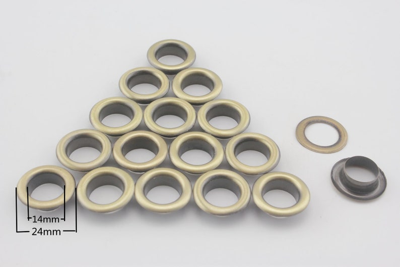 40 sets of 14mm inner size stainless brass washable eyelets grommets for leather purse shoe paper Anti bronze Nickel Gunmetal gold Anti bronze 00G52