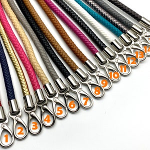 16 color to choose  - Pair of 25 inch 63.5cm Braided faux PU Leather cope bag purse handles with hooks replacement  Nickel hardware