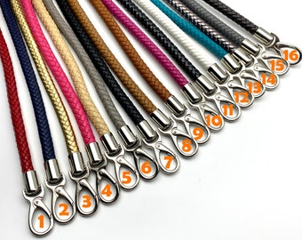 16 color to choose  - Pair of 25 inch 63.5cm Braided faux PU Leather cope bag purse handles with hooks replacement  Nickel hardware