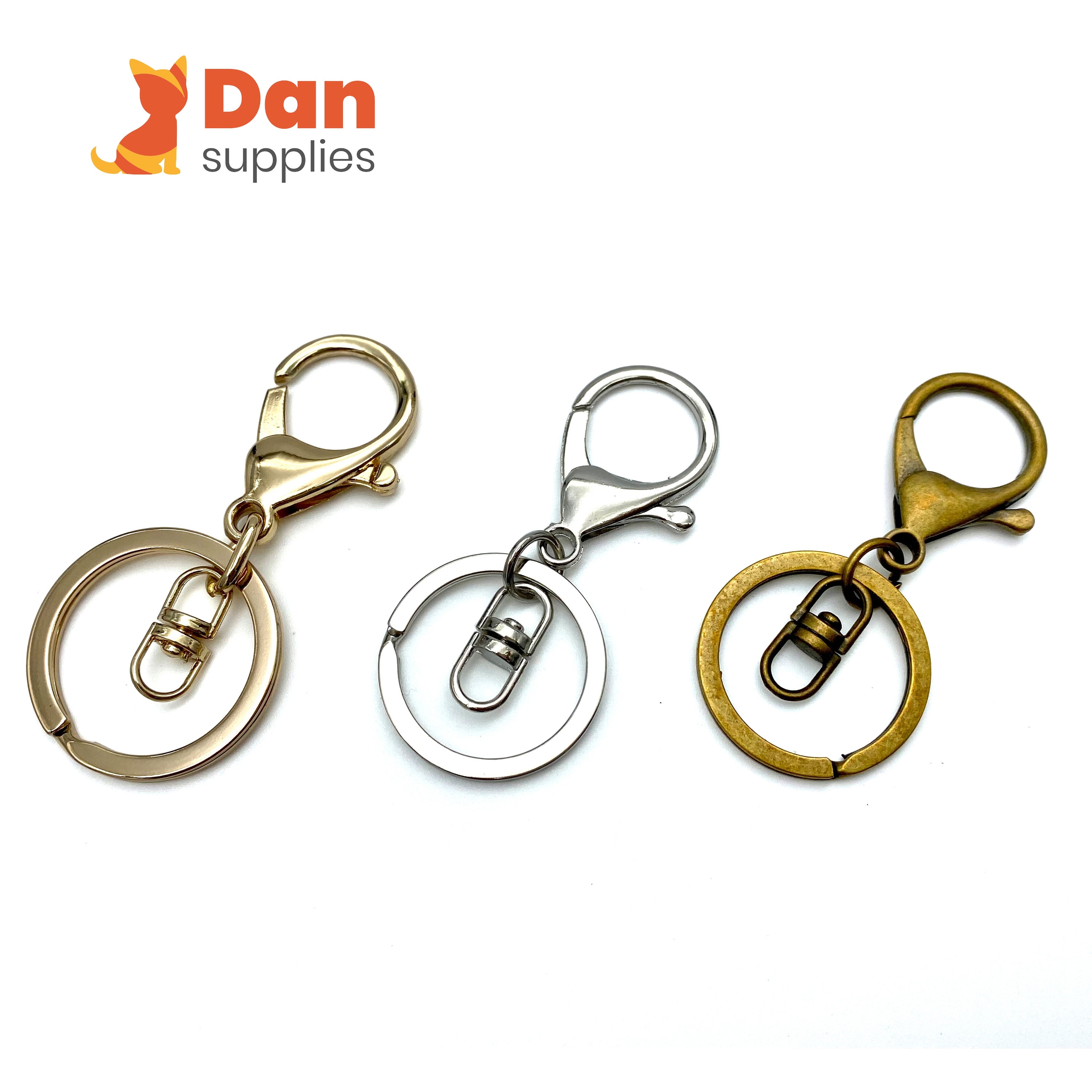 6pcs of Lobster Claw Snap Clasp With Key Ring Charms Attach Key