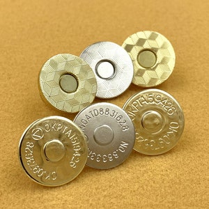 20 conjuntos de fechos de couro magnéticos finos de 18mm, fechos magnéticos para bolsa, bolsa, carteira de embreagem, níquel/anti latão/ouro