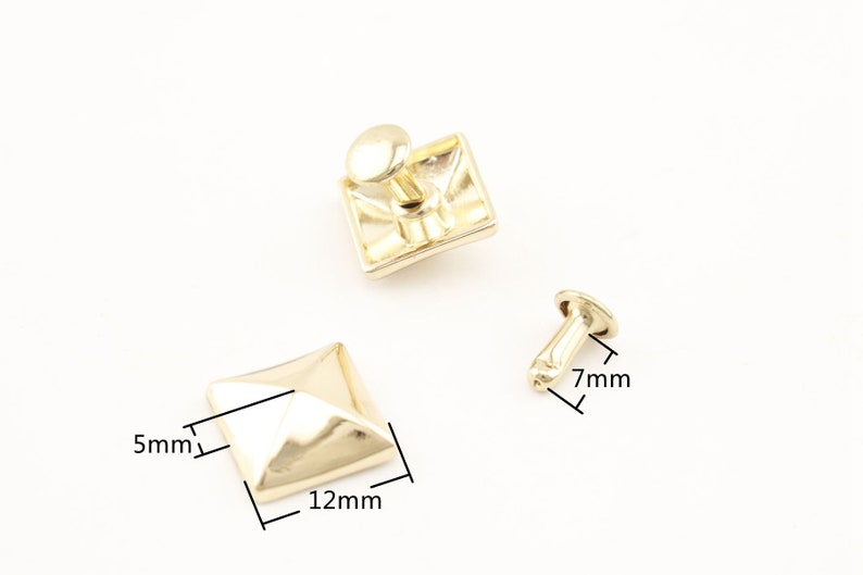 24 sets of solid brass Gold 12mm pyramid head studs rivets
