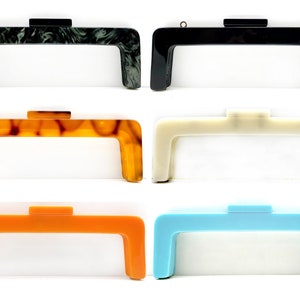 6 color 8 3/4 inch 22cm rectangle screw in  Acrylic resin bag purse frame Tortoise Black blue white orange