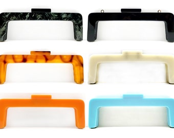 6 color 8 3/4 inch 22cm rectangle screw in  Acrylic resin bag purse frame Tortoise Black blue white orange