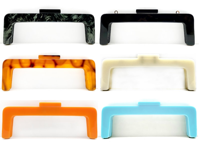 6 color 8 3/4 inch 22cm rectangle screw in Acrylic resin bag purse frame Tortoise Black blue white orange image 1