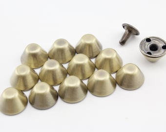 30 Sätze von 12mm flachen Kegel Niete Geldbörse Füße Anti Bronze Gunmetal Nickel Gold