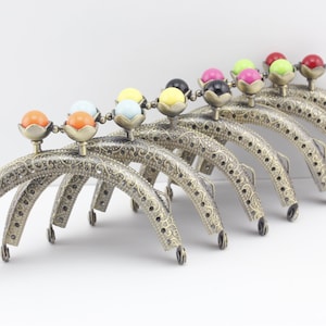 Set of  7 color  3 1/2 inch 9cm half round sew on Color beads coin bag purse pouch frame hardware supply  Anti bronze