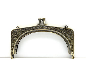 5 inch 12.5 cm Vintage fancy Zinc alloy Emboss  sew on coin bag purse pouch frame hardware supply Anti bronze