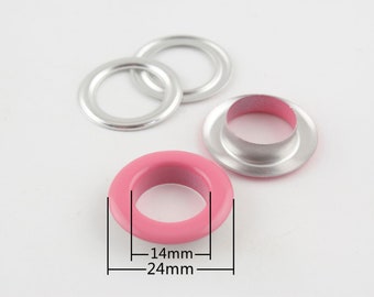 40 sets of 14mm (inner size ) stainless brass washable eyelets grommets  for leather purse shoe paper Hot pink