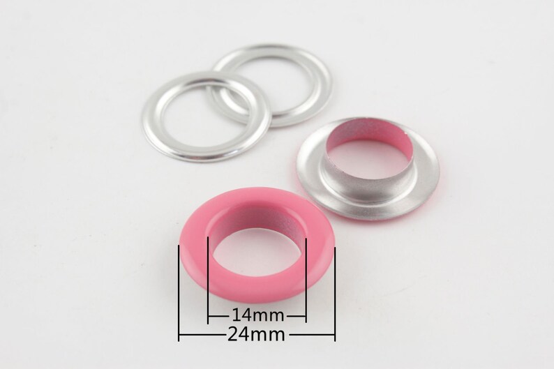 40 sets of 14mm inner size stainless brass washable eyelets grommets for leather purse shoe paper Hot pink image 1