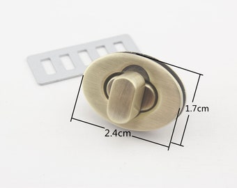 17mm x 24mm Oval twist turn lock for purse bag wallet clutch making locks hardware Nickel Anti bronze Gunmetal nickel Light gold