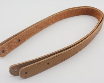 Par de asas de correa de bolso de mano de cuero genuino de 22 pulgadas para coser, reemplazo para hacer bolsos, marrón y negro