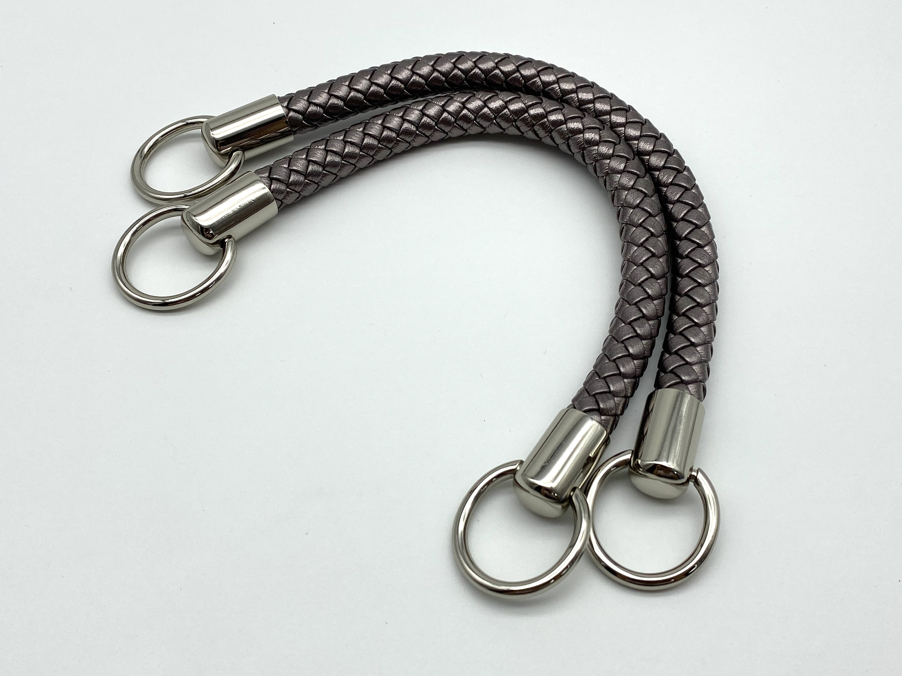 Pair of 12 Inch 30cm Braided Faux PU Leather Cope Bag Purse Handles  Replacement Brown Red Black Gray Gold Nickel Hardware 