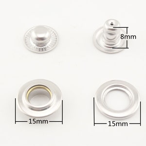 30 sets 15mm 24L solid brass open ring snap fasteners Nickel