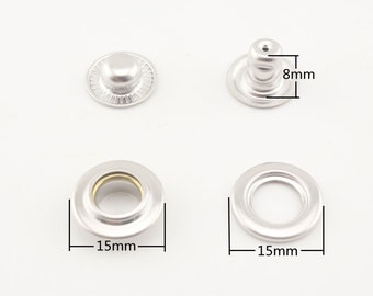 30 sets 15mm 24L solid brass open ring snap fasteners Nickel