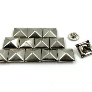 Tariff Free !50 sets of solid brass 12mm pyramid head studs rivets Silver