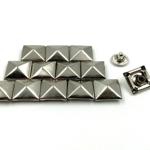 50 sets massief messing 12 mm klinknagels klinknagels met piramidekop Zilver