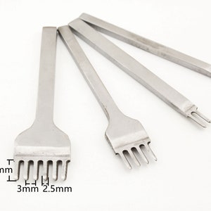 A sets of 3mm / 4mm/5mm/ 6mm lacing chisels pitch Stitching prong Holes Punch Chisel set for leather craft tools