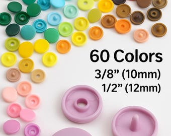 Cierres a presión de plástico: 100 juegos, tamaños de 10 mm (3/8") y 12 mm (1/2")