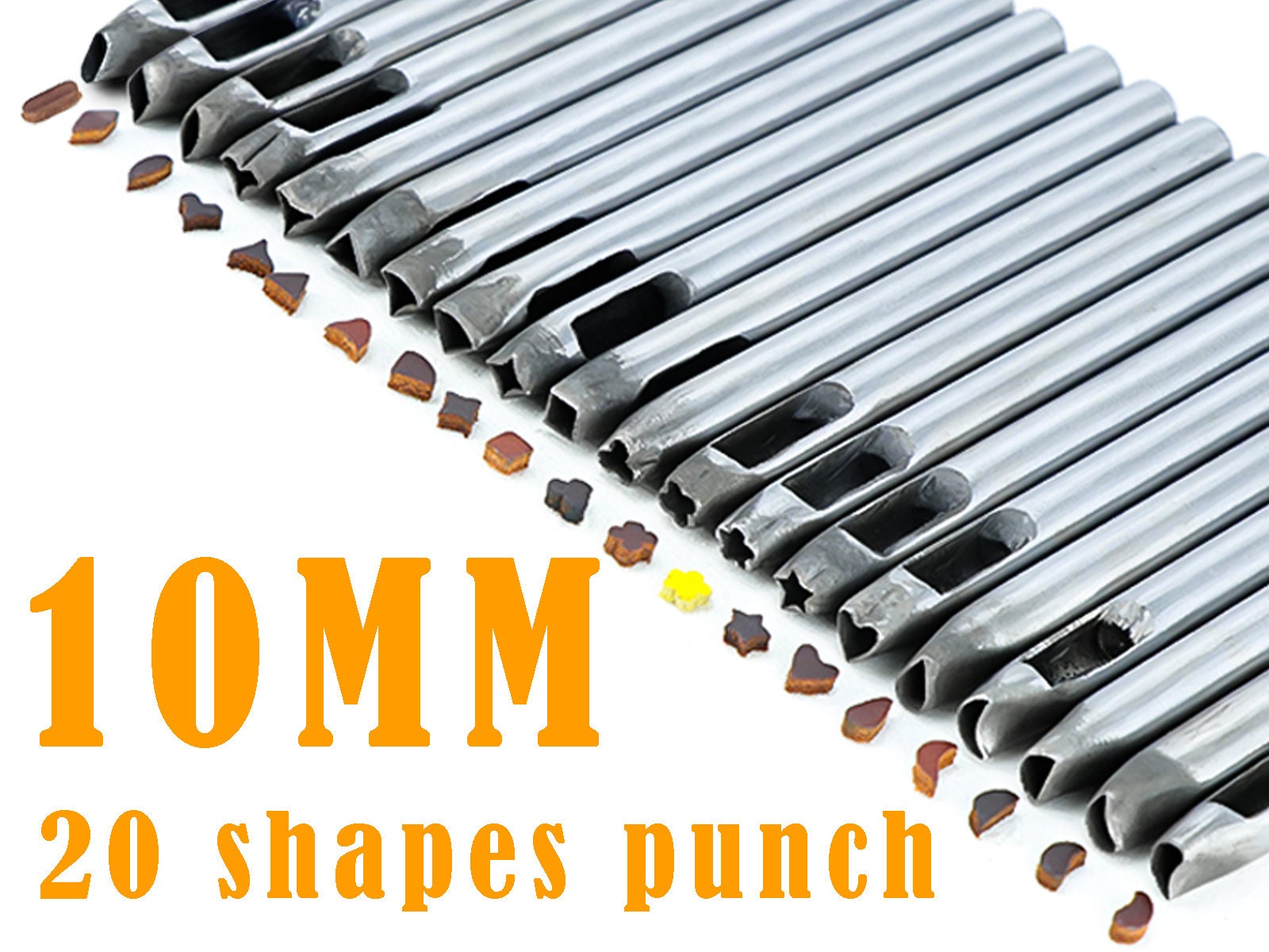 Tariff Free! 10mm 20 Shapes Leather Shape Punch Cutter Hole Punch