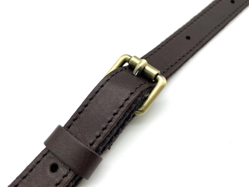 46.5 inch 118CM Adjustable genuine leather shoulder cross body bag purse strap with hooks replacement Dark with bronze hardware