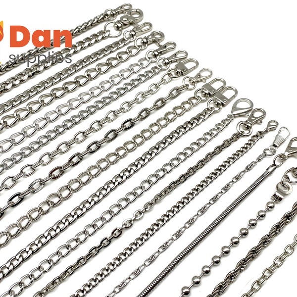 18 styles --100cm to 120cm Nickel Silver Crossbody Cuban Cable Ahchor Box wheat replacement Handbags bag purse chain strap