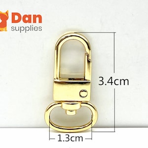 8pcs of 1/2 inch 12mm  push gate swivel snap clasp hook for purse bag lanyard Keychain making / replacement Gold Nickelbag clasp replacement