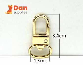 8 ganchos giratorios dorados de 1/2 pulgada: cierre de cordón para bolso, llavero