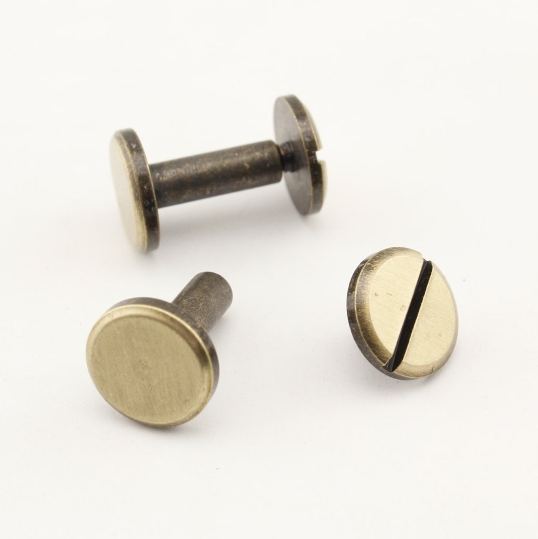 Uxcell 16-Pack Brass Chicago Screws – 11mm Flat Head Binding Rivets For Leather Craft Belts, Bags & Purses