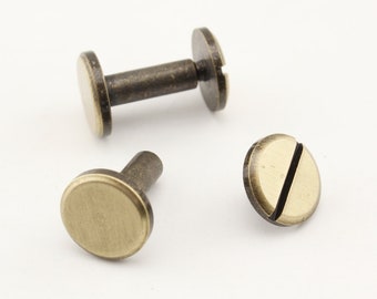 15 sets of 11mm x 10mm Solid brass Chicago screws Concho screw rivet  leather fasteners Anti bronze / Nickel