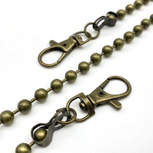 120cm 47 inch  6mm shoulder cross body chain for bag wallet purse handbag Chain strap with clip replacement   Nickel Anti bronze