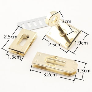 1 1/4 inch 32mm bracelet buckle connector clasp Purse clutch bag strap turn lock kit Light gold image 2