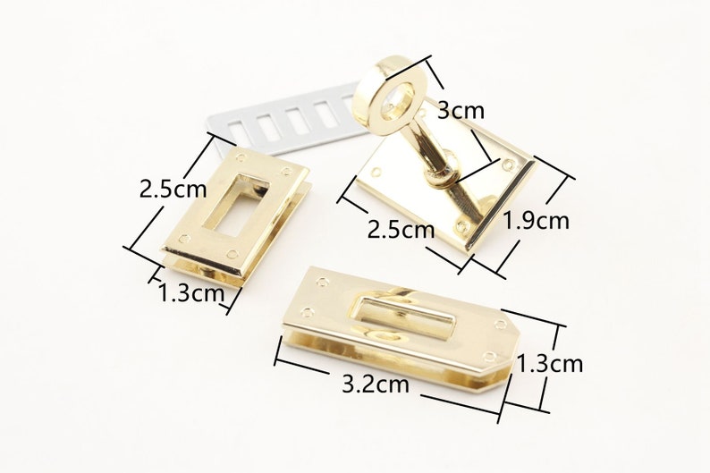 1 1/4 inch 32mm bracelet buckle connector clasp Purse clutch bag strap turn lock kit Light gold image 2