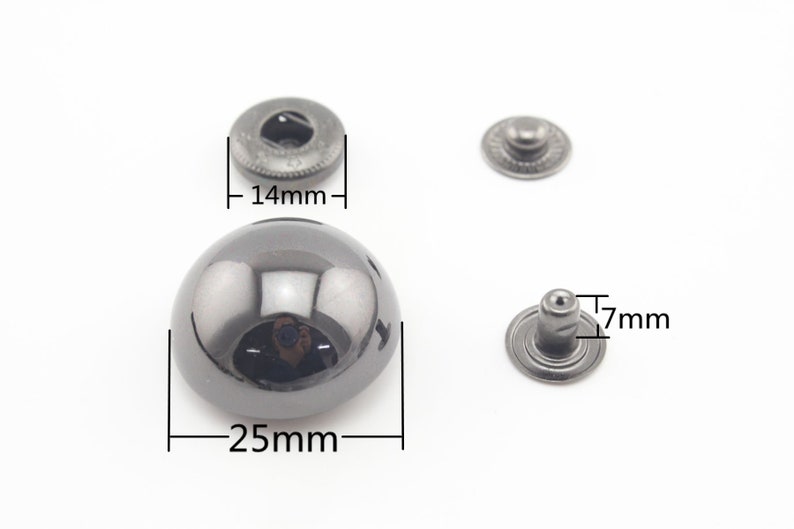 12.5mm 15mm 17mm 20mm 25mm Dome snap fastener Dome capped snap fastener studs Gunmetal 25mm 8sets