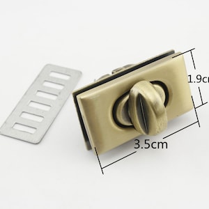 19mm x  35mm Rectangle twist turn lock for purse bag wallet clutch making locks hardware Anti bronze Nickel