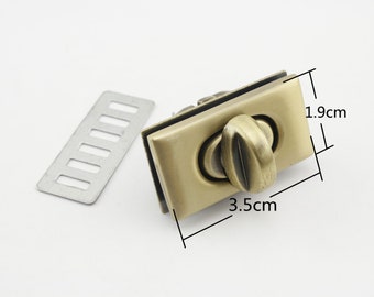 19mm x  35mm Rectangle twist turn lock for purse bag wallet clutch making locks hardware Anti bronze Nickel