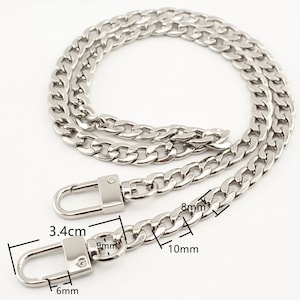 60cm (8mmx10mm) Geldbörse Kette für Taschengeldbeutel Geldbeutel Handtaschen Clutch Kettengurt mit Clip Ersatz Hardware Nickel